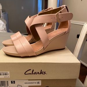 Clark’s Pink/Nude/Blush Wedges with box - 7.5